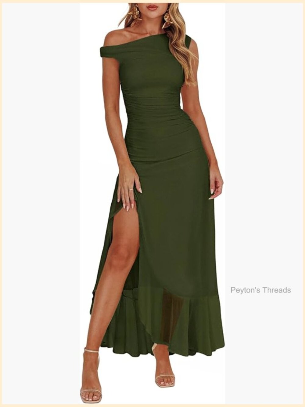 Off Shoulder Formal Dress Floral Mesh Bodycon Ruched Split Maxi Dress - Picture 1 of 7